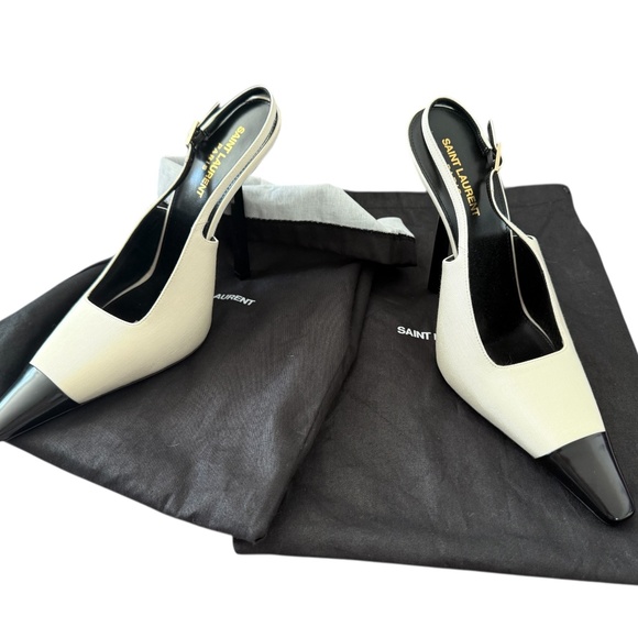 Saint Laurent  Ines Slingback Pumps In Satin Brand New Vintage - Picture 2 of 9